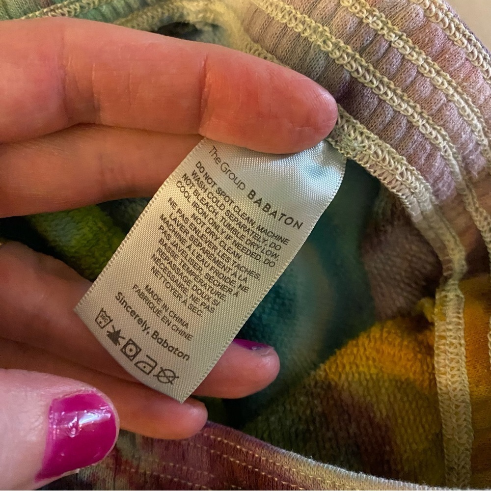 Aritzia Babaton Tie Dye Sweat Pants Womens Size XS High Rise Organic Cotton Blue - Picture 6 of 10